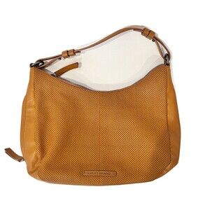 Lucky Brand Ebon Tan Perforated Leather Shoulder Bag Saddle